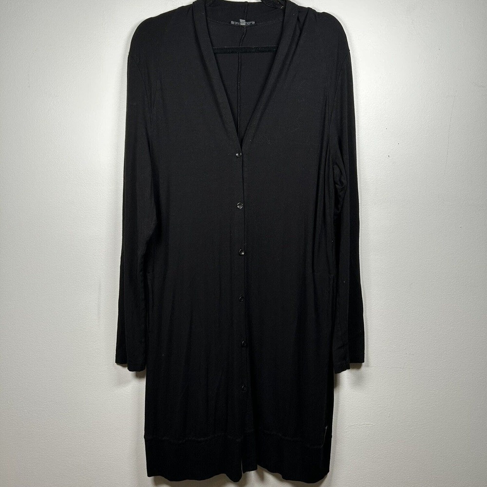 OSKA Size 4 US 12-14 Long Knitted Button Lagenlook Cardigan Sweater Black